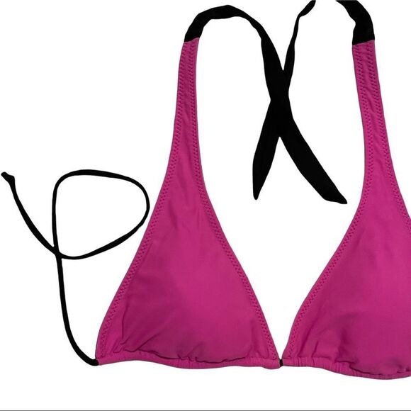 Aeropostale Reversible Pink & Black Triangle Bikini Top Sz S - Picture 4 of 11
